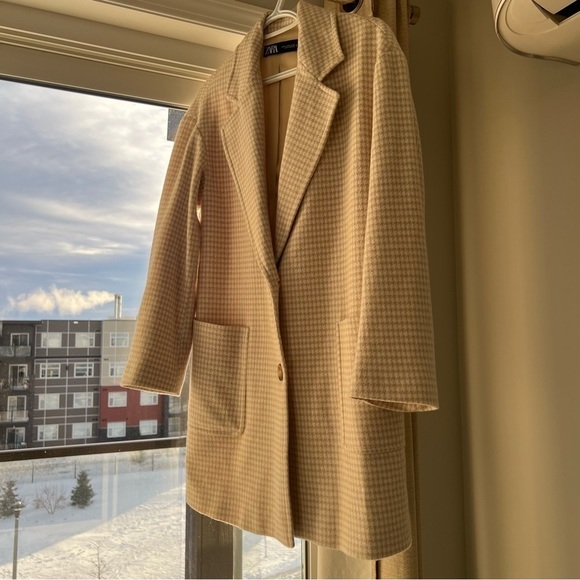 NWOT Zara Oversized women houndstooth Plush Coat, Jacket, Extra Small - Picture 9 of 11